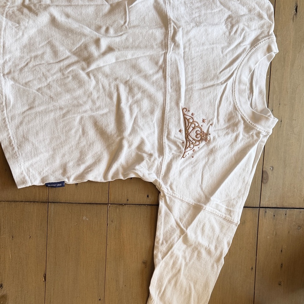 Disney Cream Long-Sleeve Top with Embroidered Crown